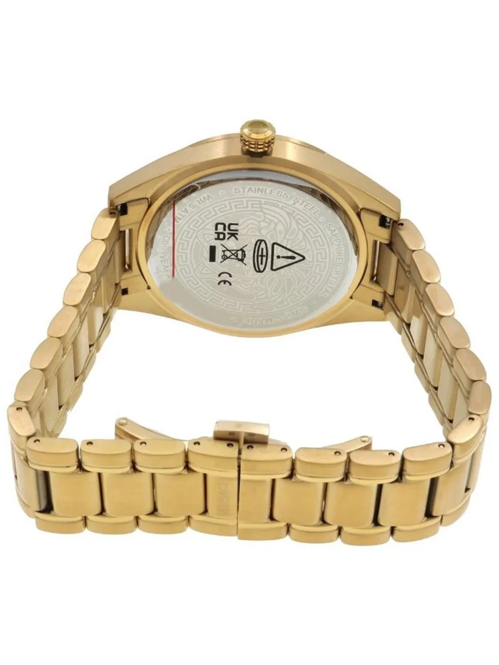 NWT Versace V-Code GMT Quartz Black Dial Men's Watch